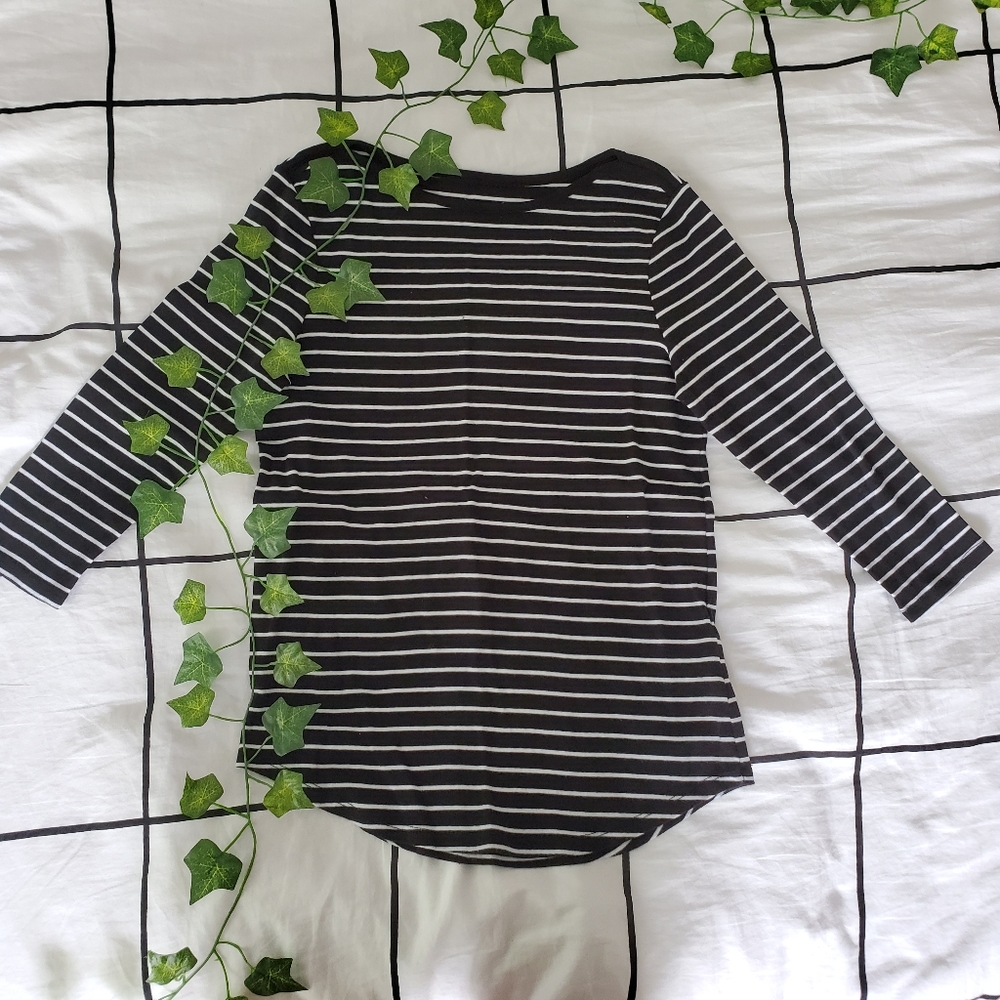 Black and White Striped Cute Top